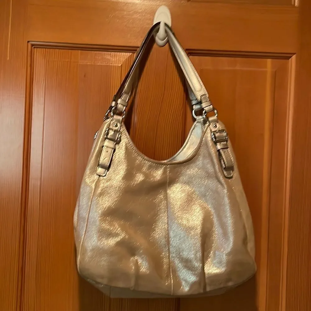 COACH gold leather hobo purse